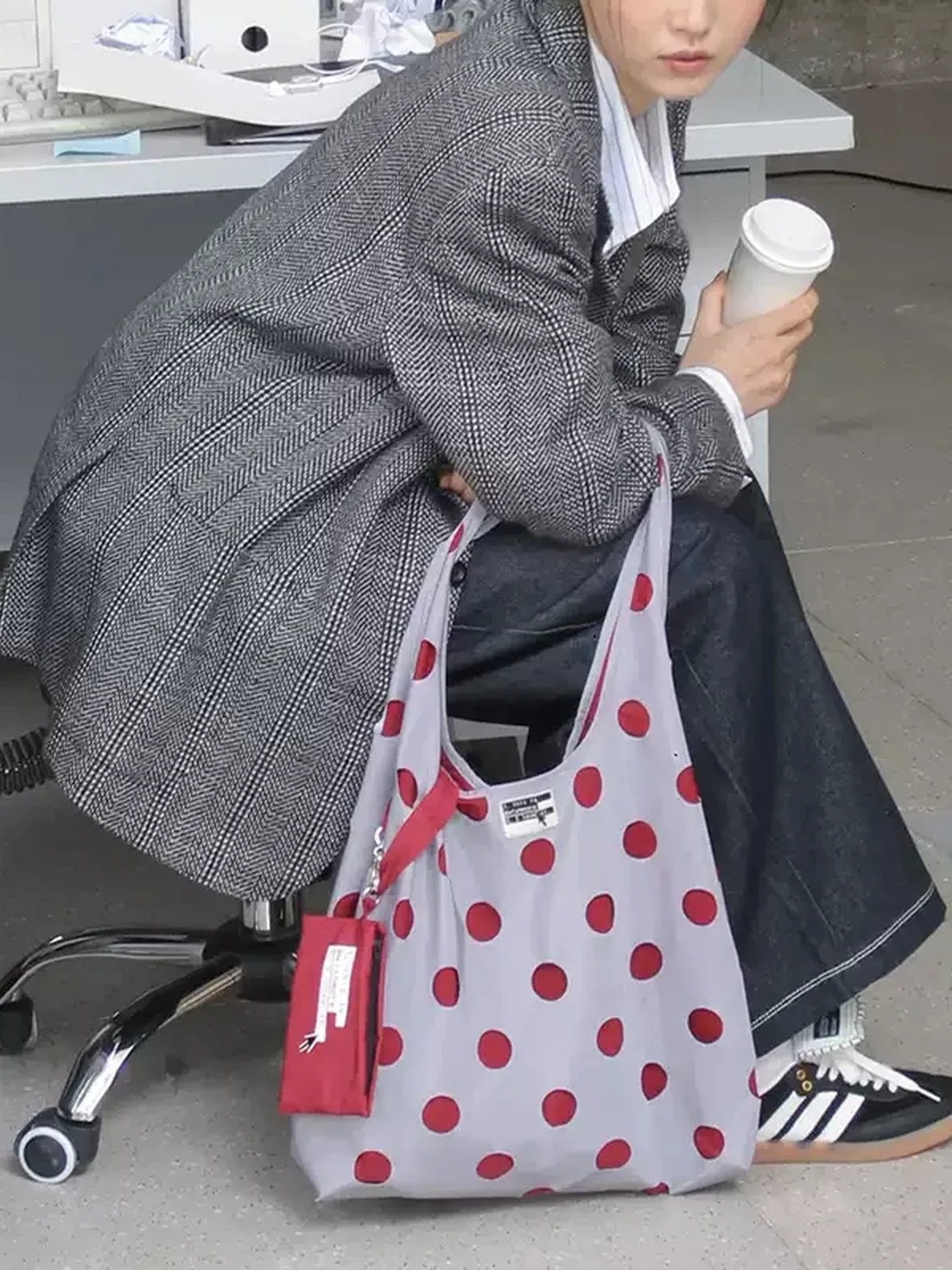 Wishmore | Perforated Polka Dot Shoulder Tote Bag