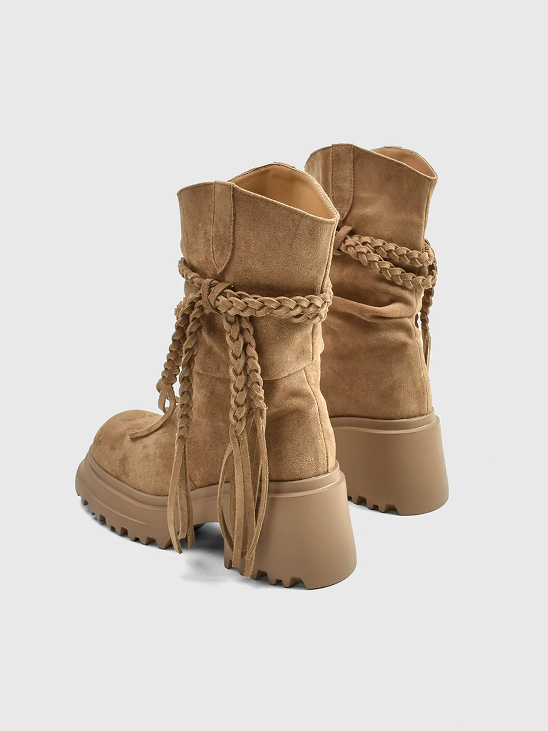 In lucky | Retro Fringe Platform Block Heel Boots