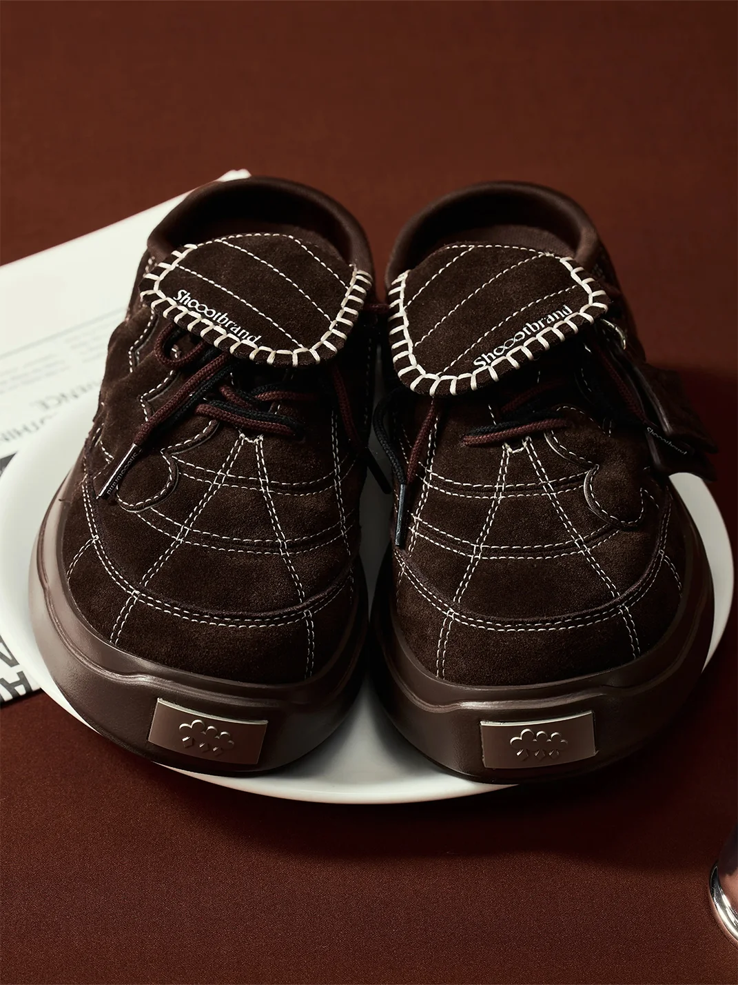 Shootbrand | Brown Suede Platform Slip-On Mules