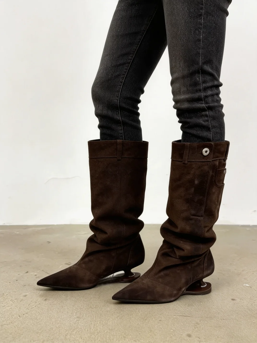 In lucky | Pointed Toe Slouch Knee-High Boots