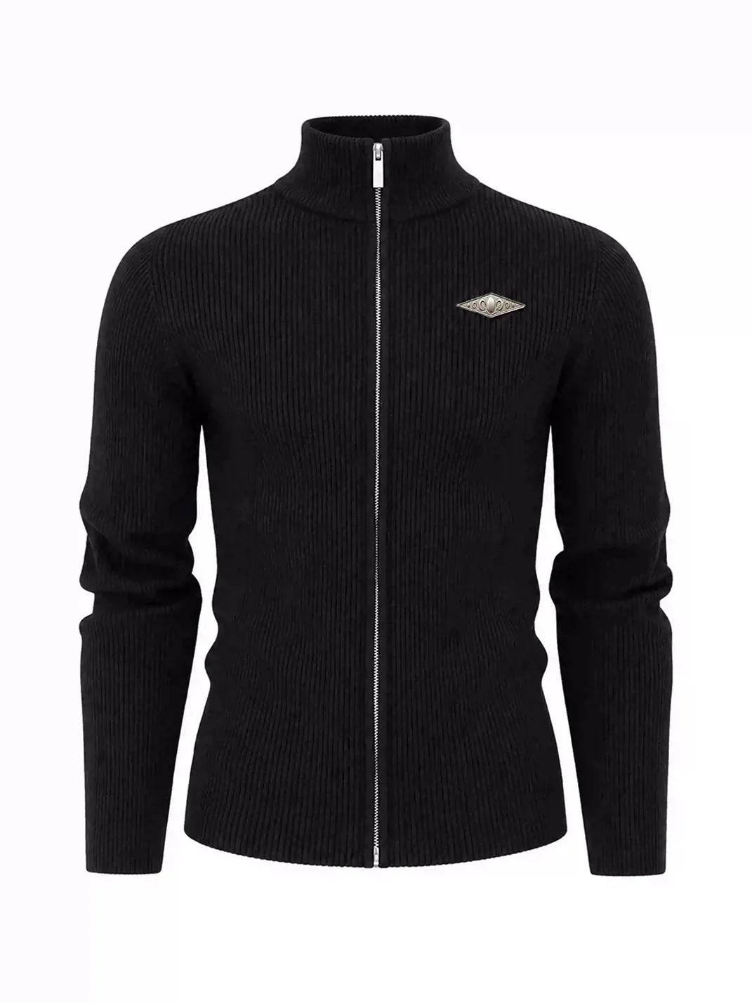 KARMANISTIC | Slim Fit Ribbed Zip Mock Neck Sweater