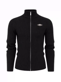 KARMANISTIC | Slim Fit Ribbed Zip Mock Neck Sweater