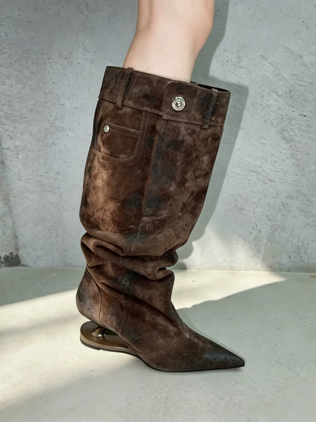 In lucky | Pointed Toe Slouch Knee-High Boots