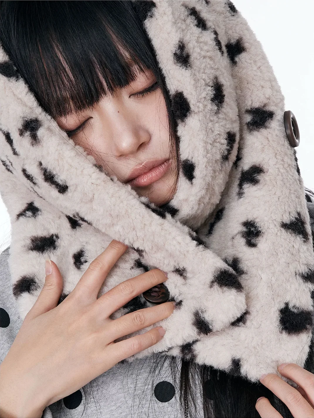 Wishmore | Plush Polka Dot Button Neck Warmer