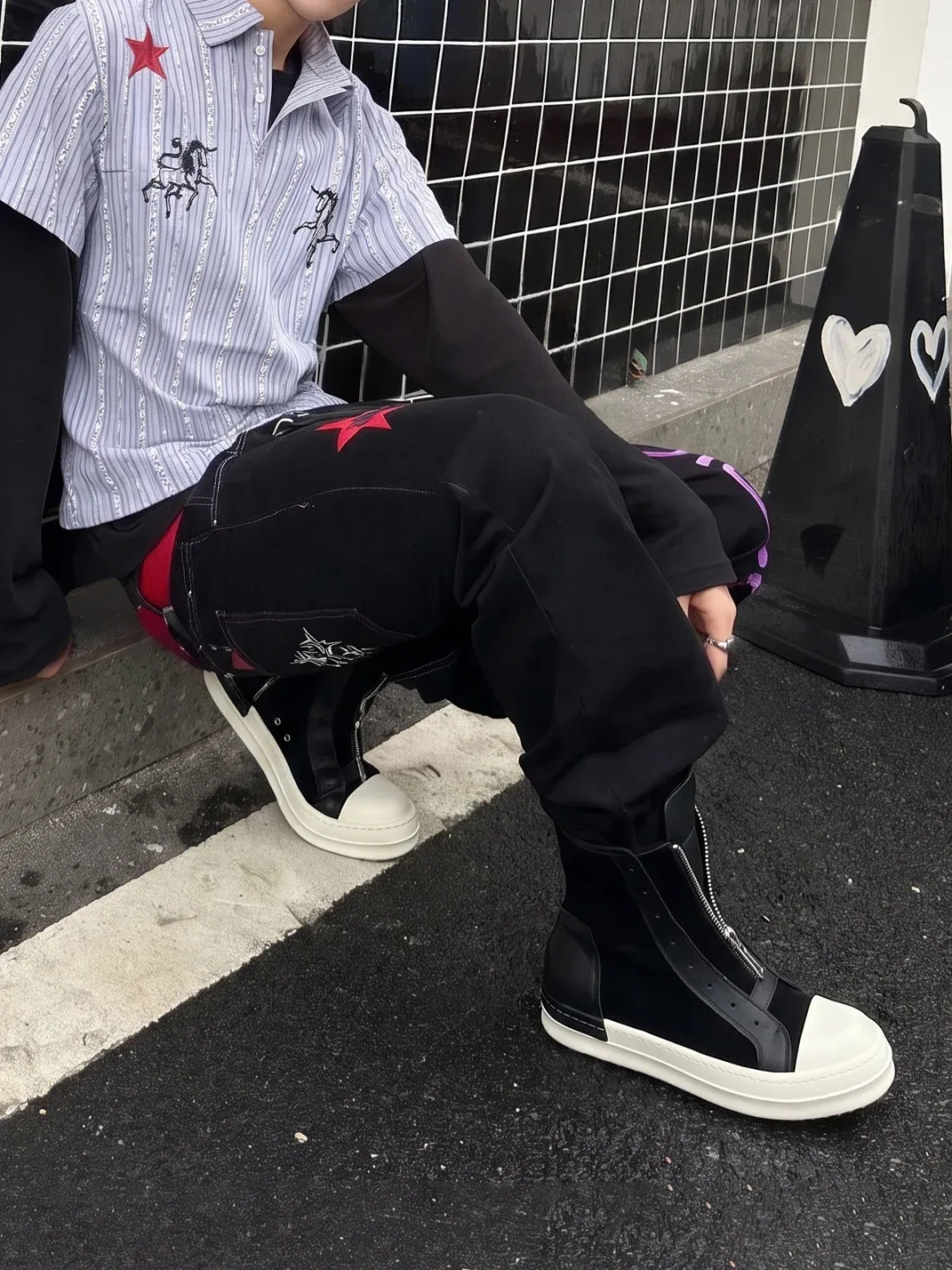 SELVMAKE | High-Top Double-Zip Platform Sneakers