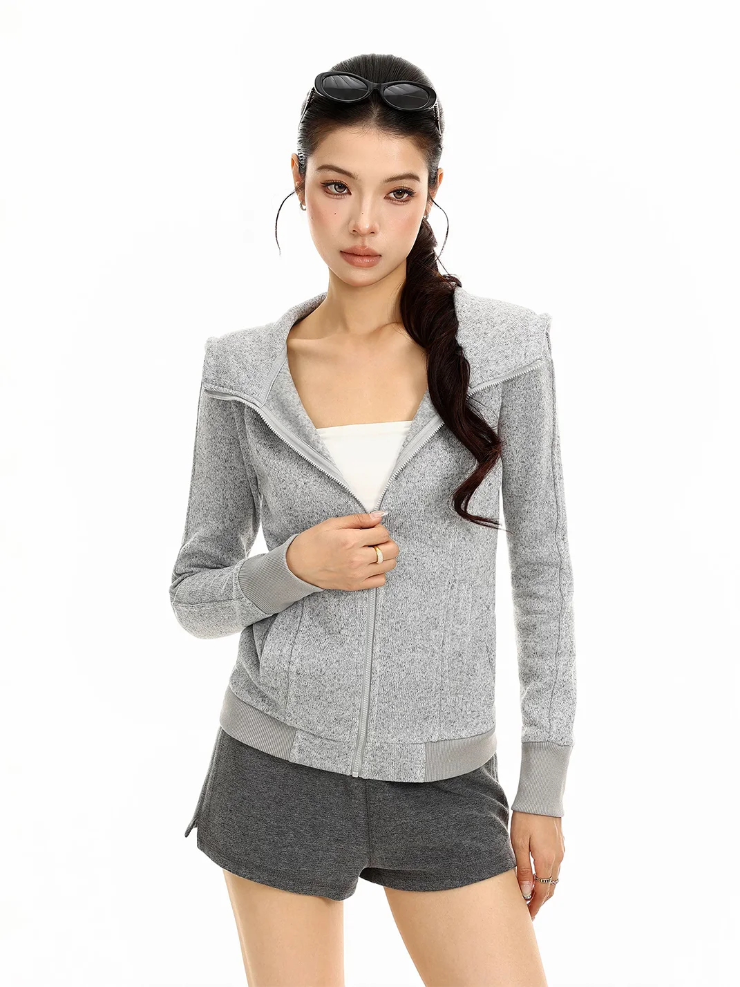 BIGGOLD | Cropped Hooded Zip Jacket