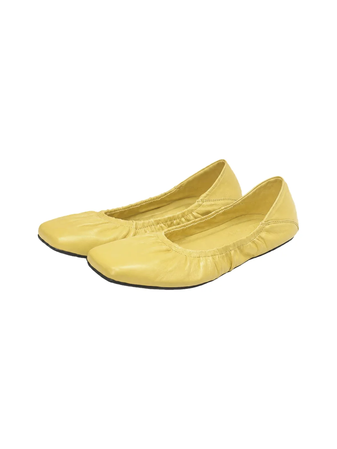 Selly Oak | Square-Toe Ruched Lambskin Ballet Flats