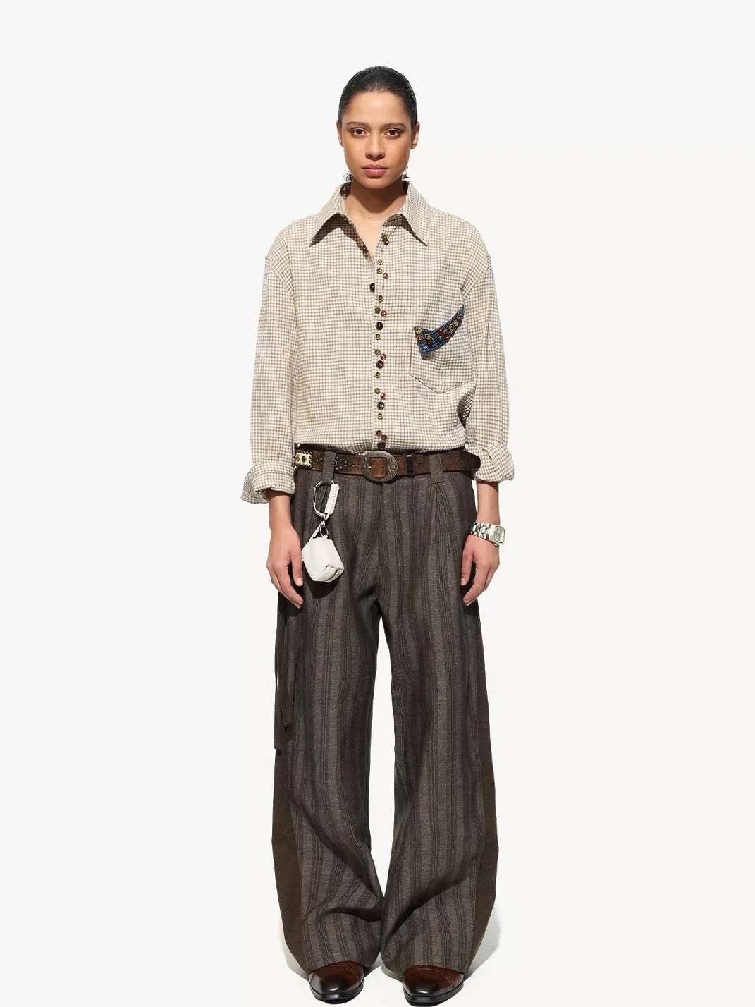 OPENFLY | Relaxed Drop Shoulder Fine Check Shirt