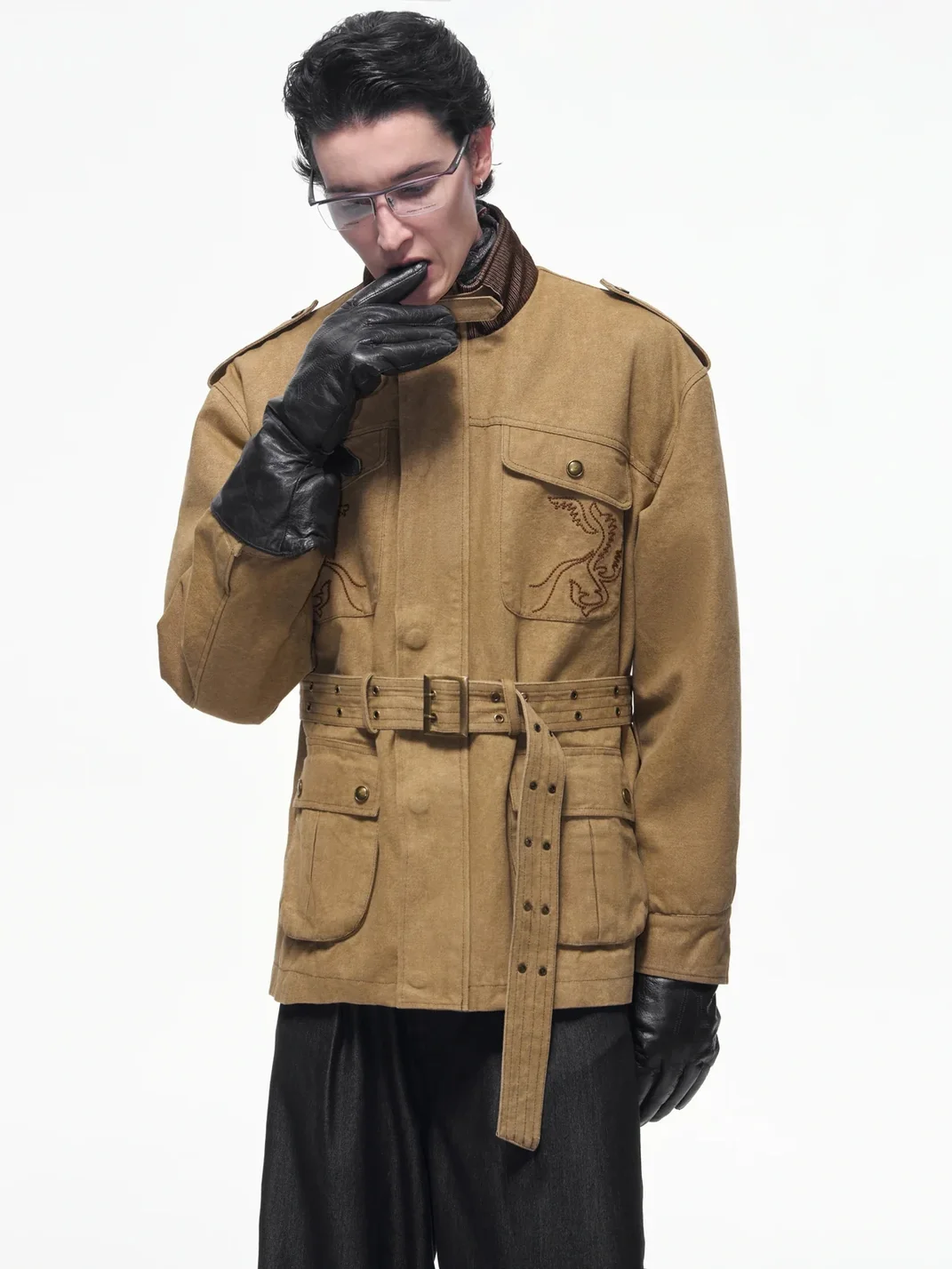 OPENFLY | Vintage Embroidered Belted Multi-Pocket Field Jacket