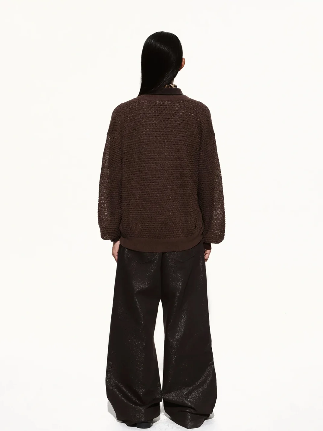 OPENFLY | Relaxed Floral Embroidered Openwork Knit Shirt