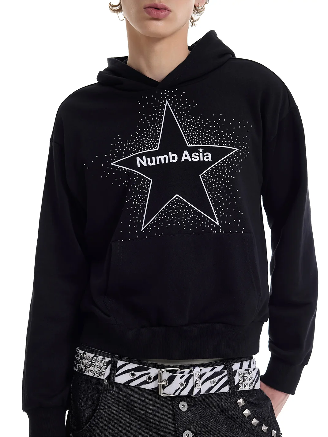 NumbAsia | Rhinestone Star Print Loose Pullover Hoodie