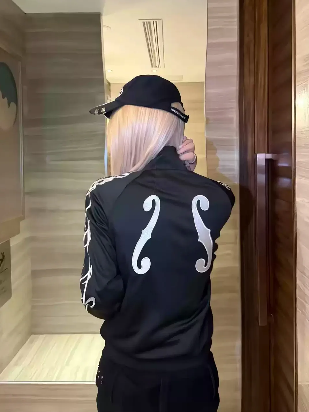 NumbAsia | Musical Note Embroidered Stand Collar Zip Jacket