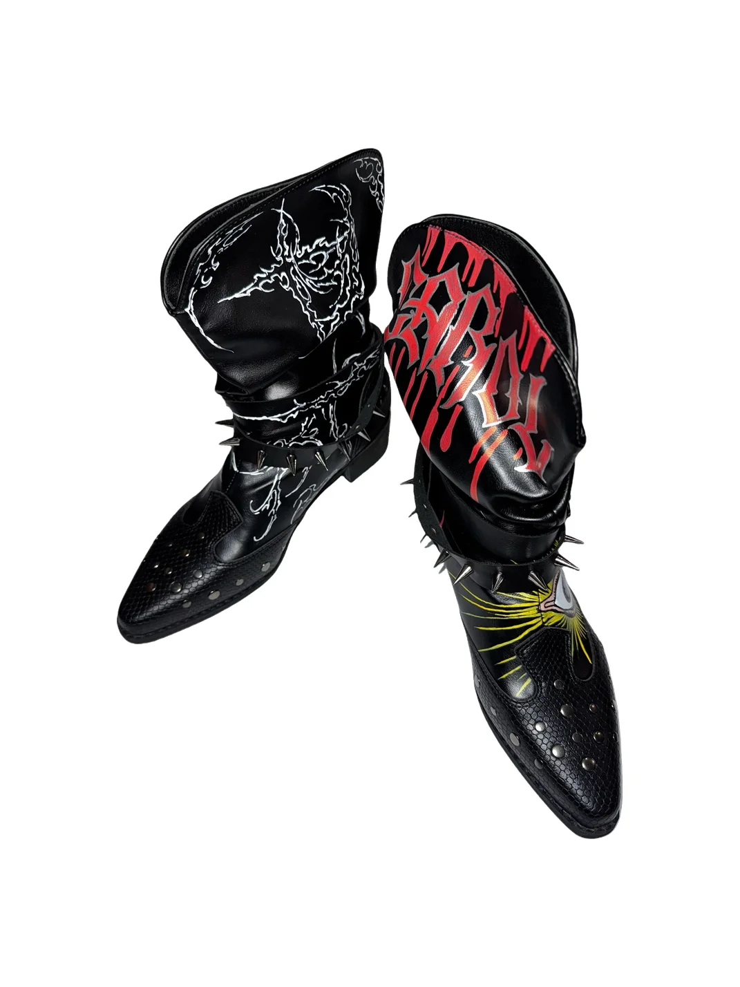 Carol's here | Hand-Painted Graffiti Studded Buckle Chelsea Boots