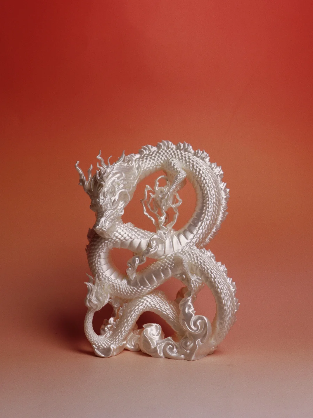 Piloud | 3D Printed Silver Dragon Ornament
