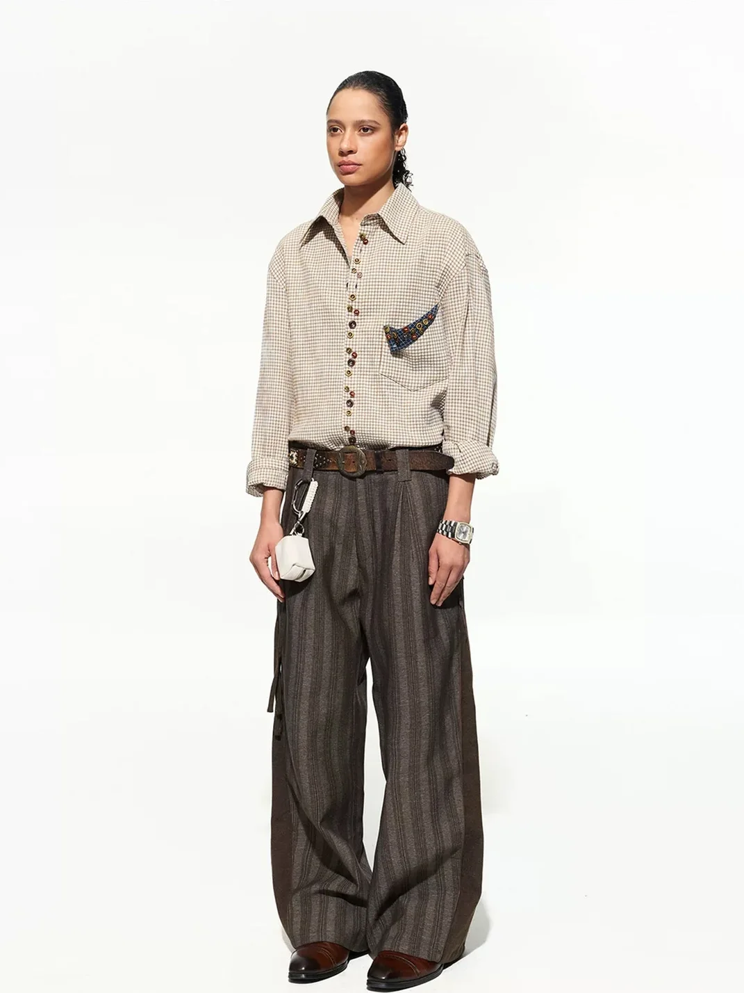 OPENFLY | Relaxed Drop Shoulder Fine Check Shirt