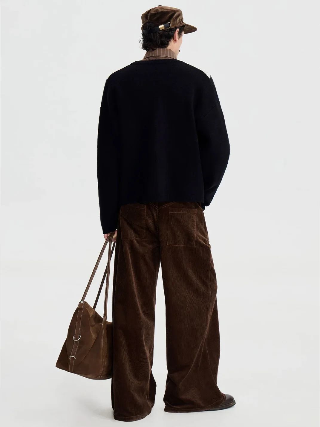 OPENFLY | Retro Corduroy Asymmetric Button Wide-Leg Pants