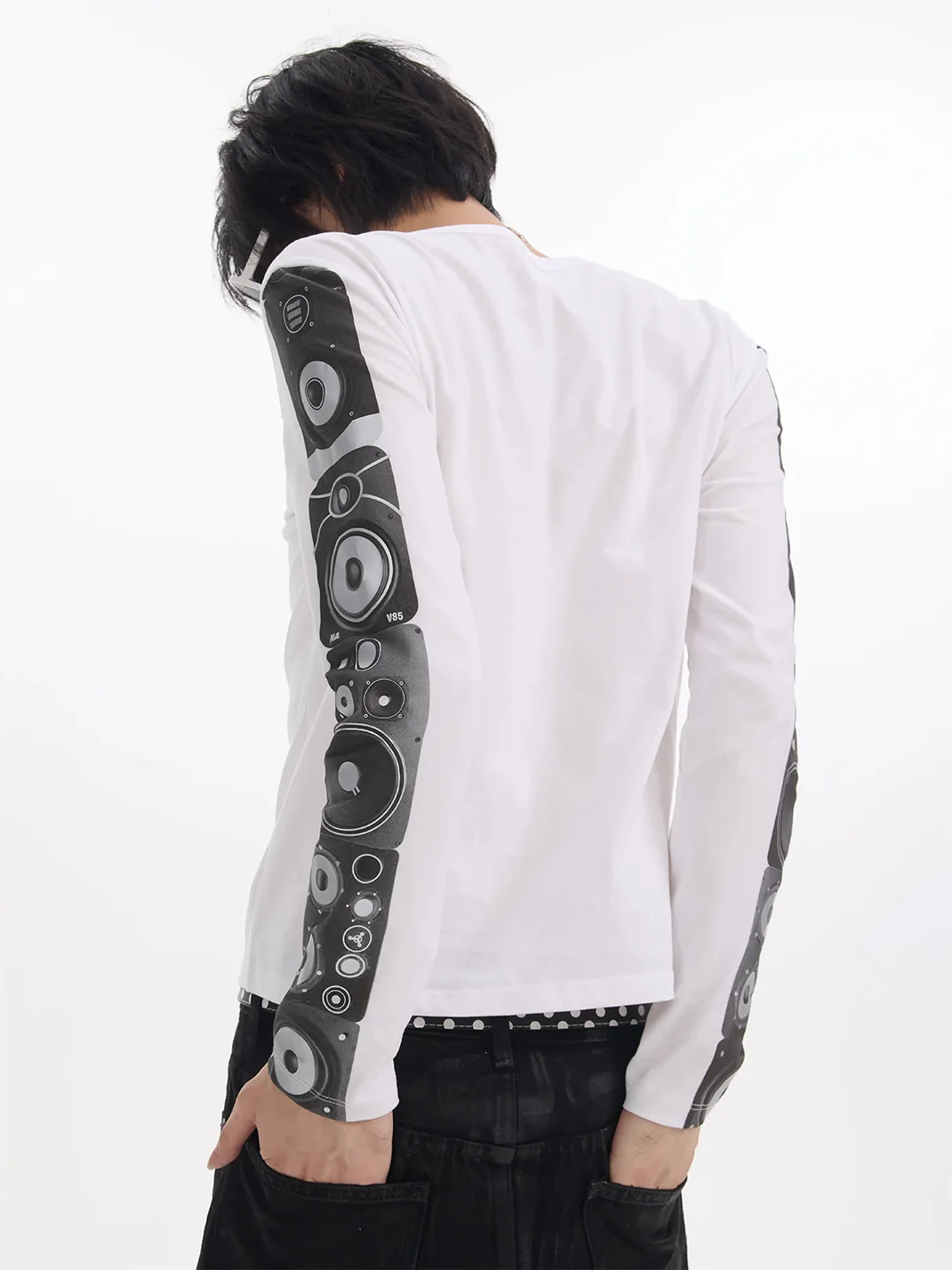 NumbAsia | Speaker Print Henley Long Sleeve T-Shirt
