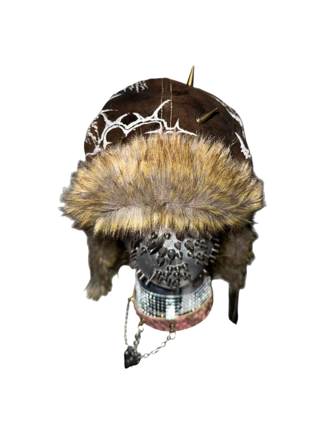 Carol's here | Spiked Patterned Leather Earflap Hat