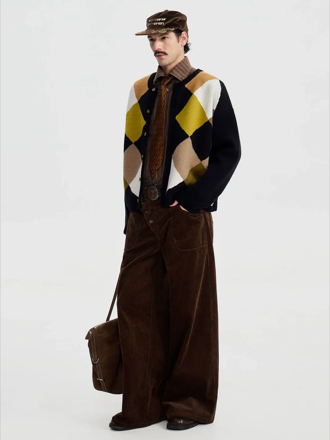 OPENFLY | Retro Corduroy Asymmetric Button Wide-Leg Pants