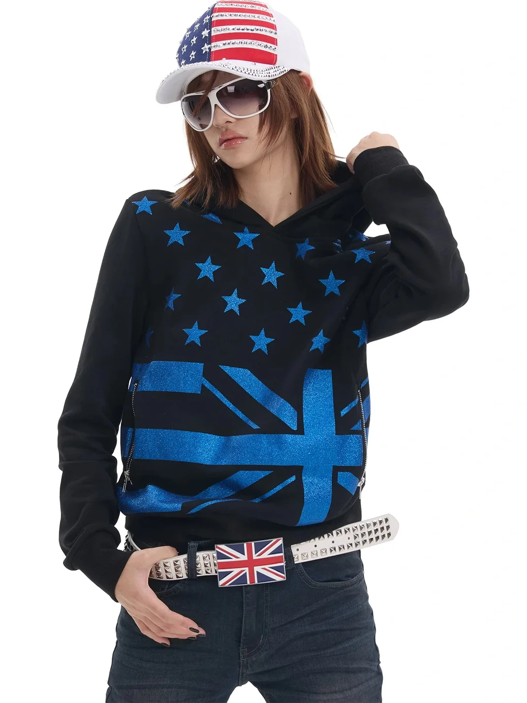 NumbAsia | Glitter Star Union Jack Fitted Hoodie