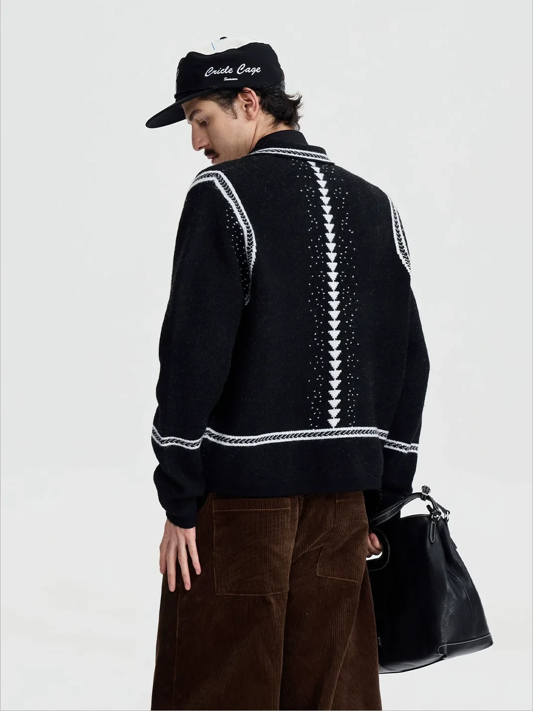 OPENFLY | Vintage Vine Jacquard Polo Collar Sweater