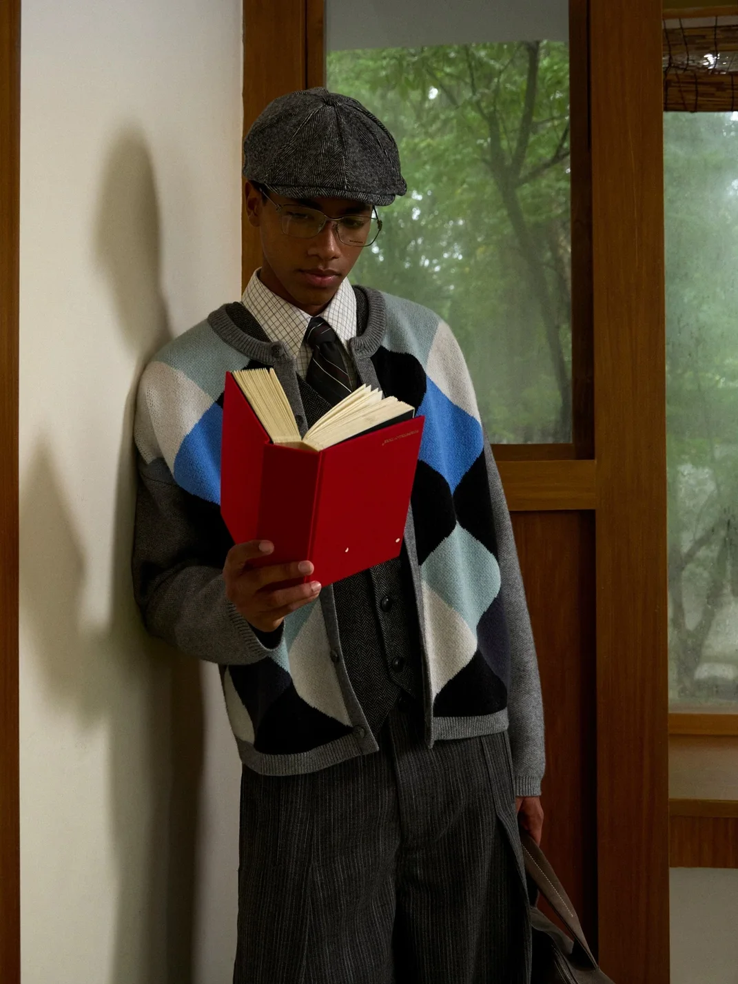 OPENFLY | Argyle Contrast Loose Knit Cardigan