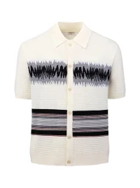 OPENFLY | Patterned Waffle Knit Short Sleeve Polo Cardigan