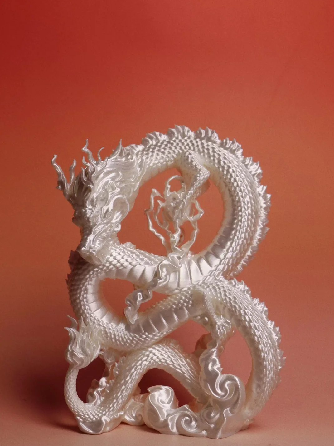 Piloud | 3D Printed Silver Dragon Ornament