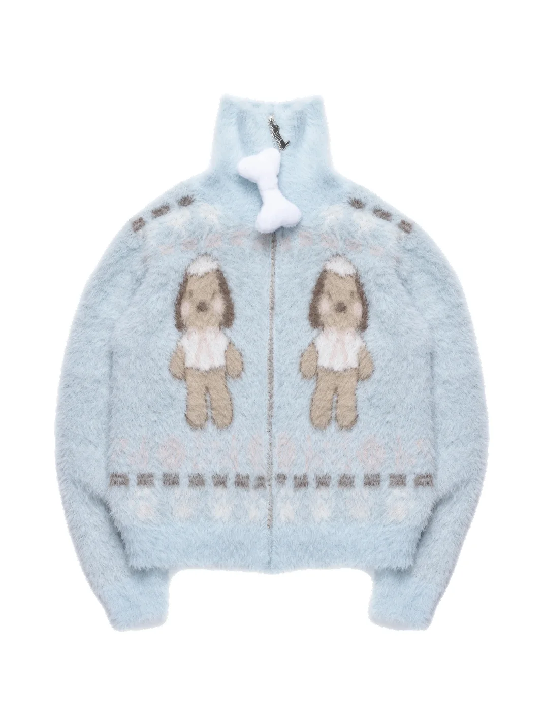 OhTODOG | Blue Dog Graphic Zip Turtleneck Sweater