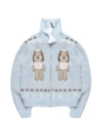 OhTODOG | Blue Dog Graphic Zip Turtleneck Sweater