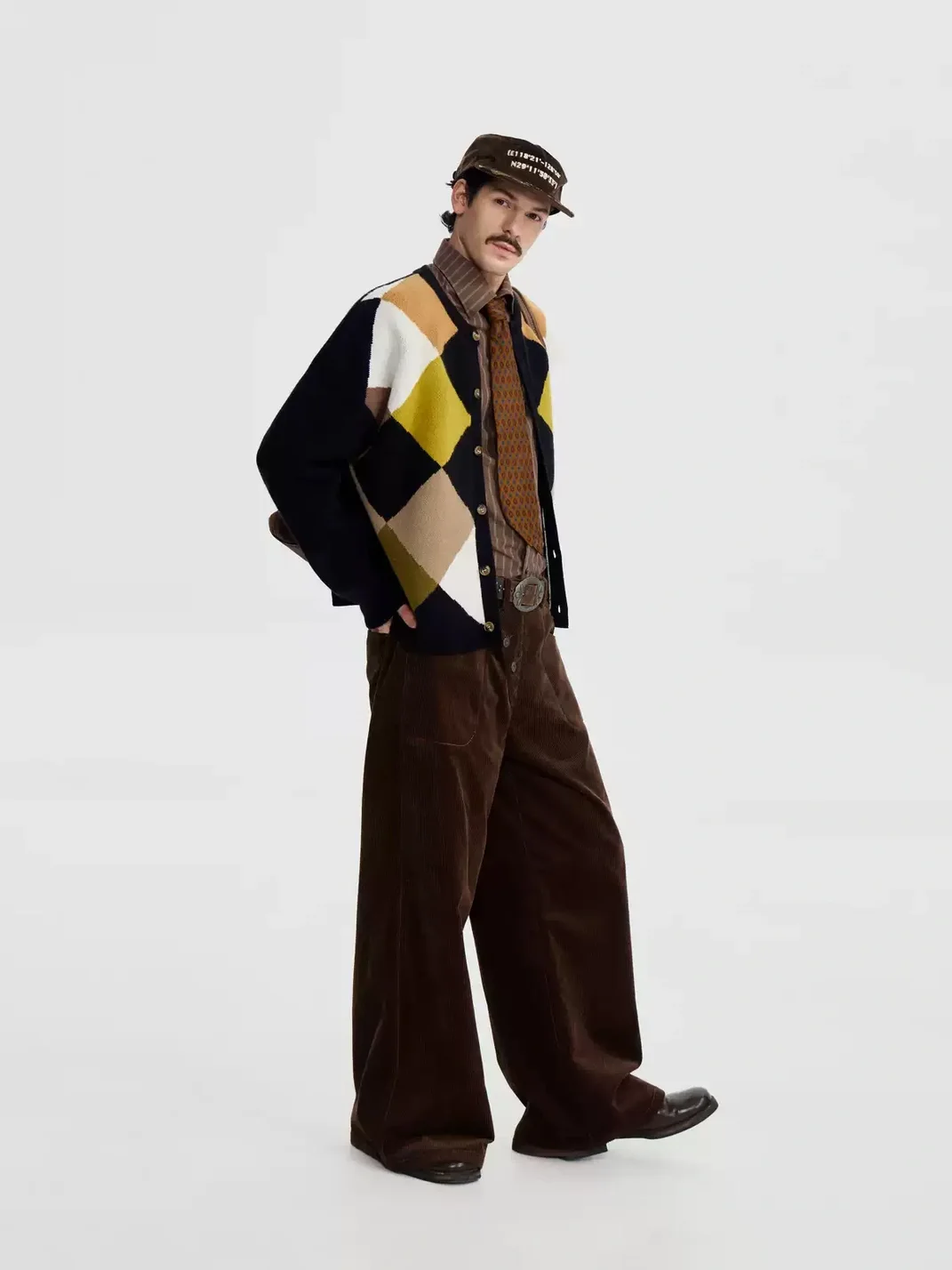 OPENFLY | Retro Corduroy Asymmetric Button Wide-Leg Pants