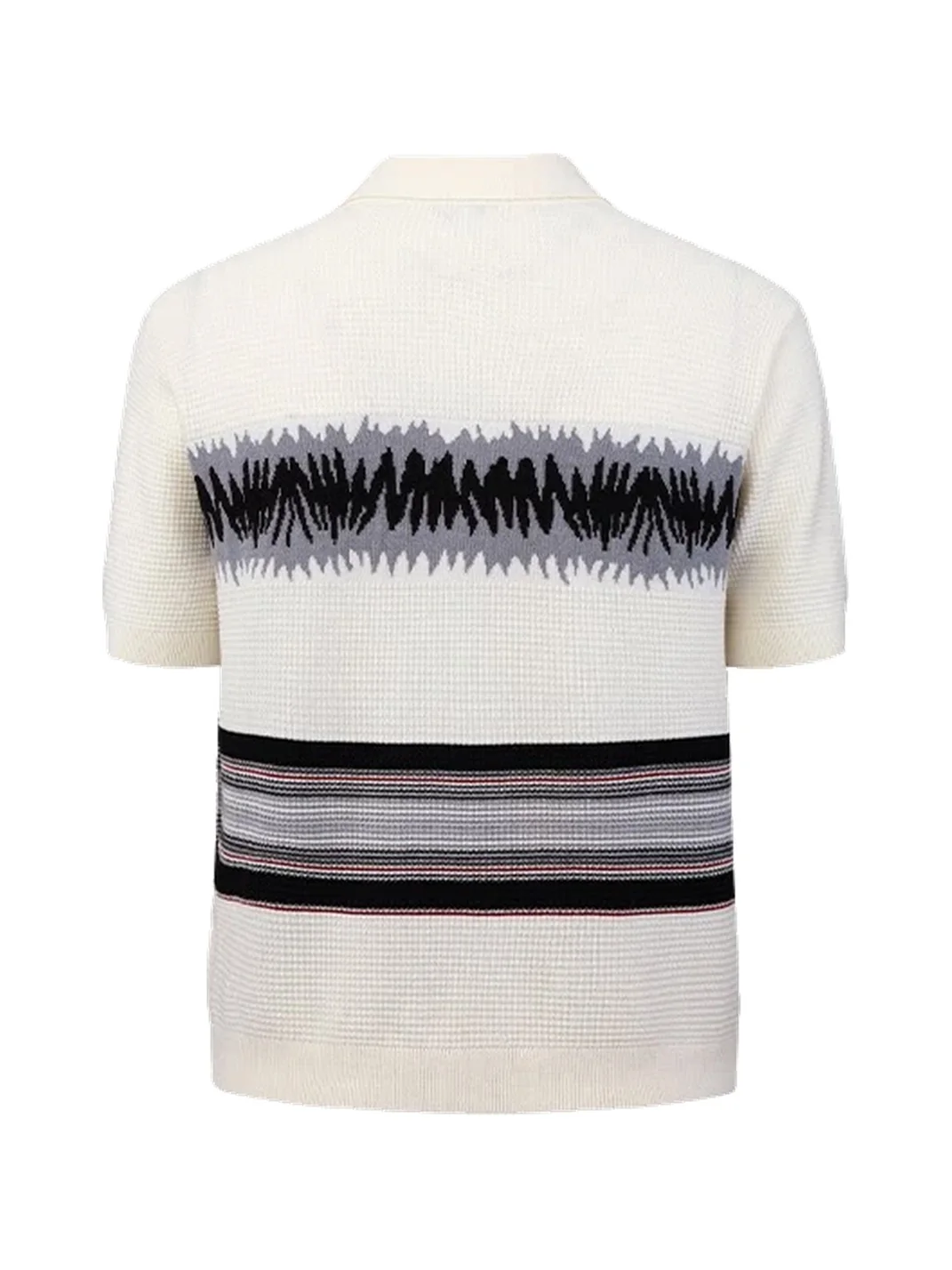 OPENFLY | Patterned Waffle Knit Short Sleeve Polo Cardigan