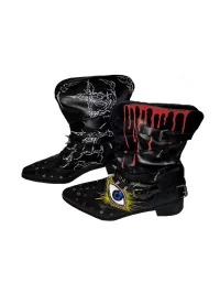 Carol's here | Hand-Painted Graffiti Studded Buckle Chelsea Boots