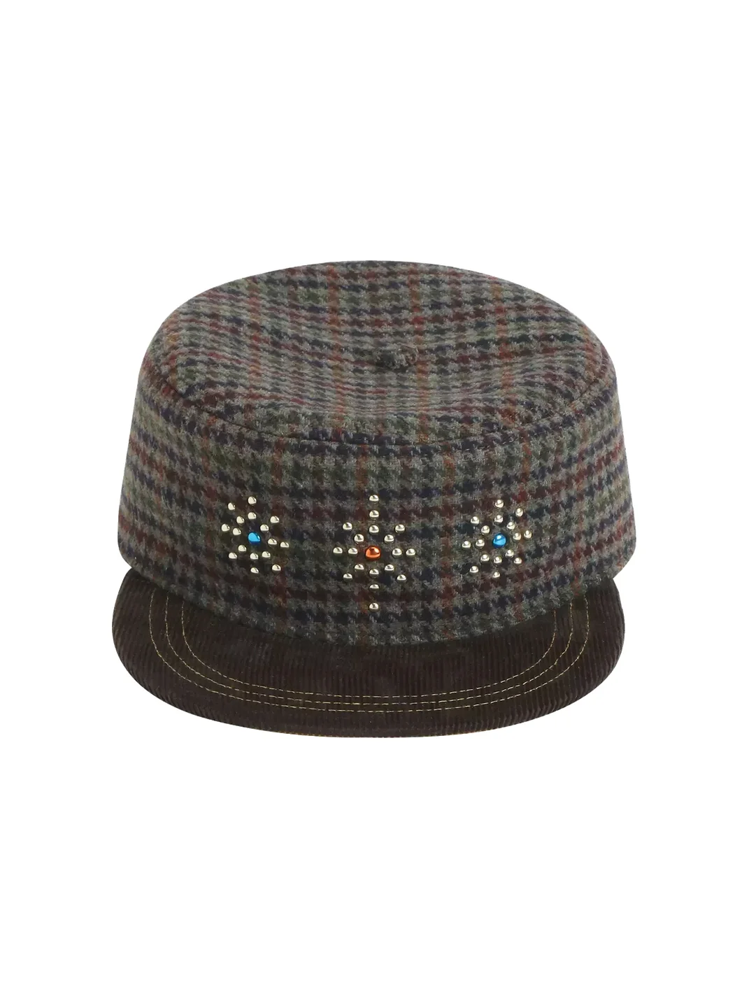 OPENFLY | Studded Houndstooth Corduroy-Brim Baseball Cap