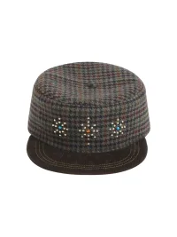 OPENFLY | Studded Houndstooth Corduroy-Brim Baseball Cap