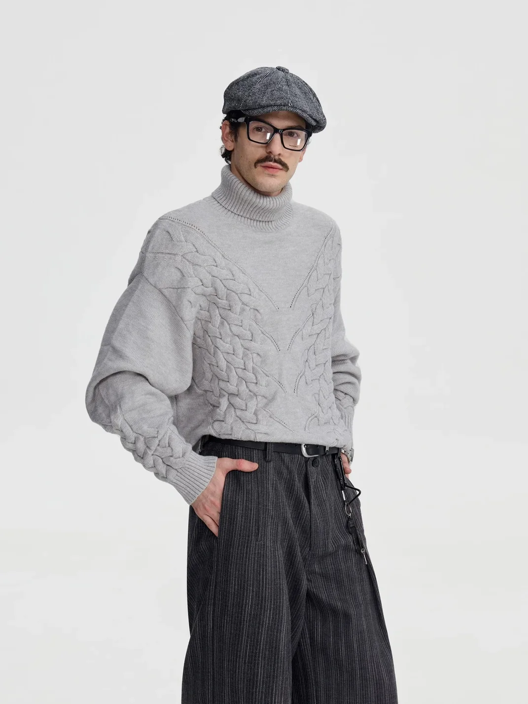 OPENFLY | Symmetrical Cable Knit Turtleneck Sweater
