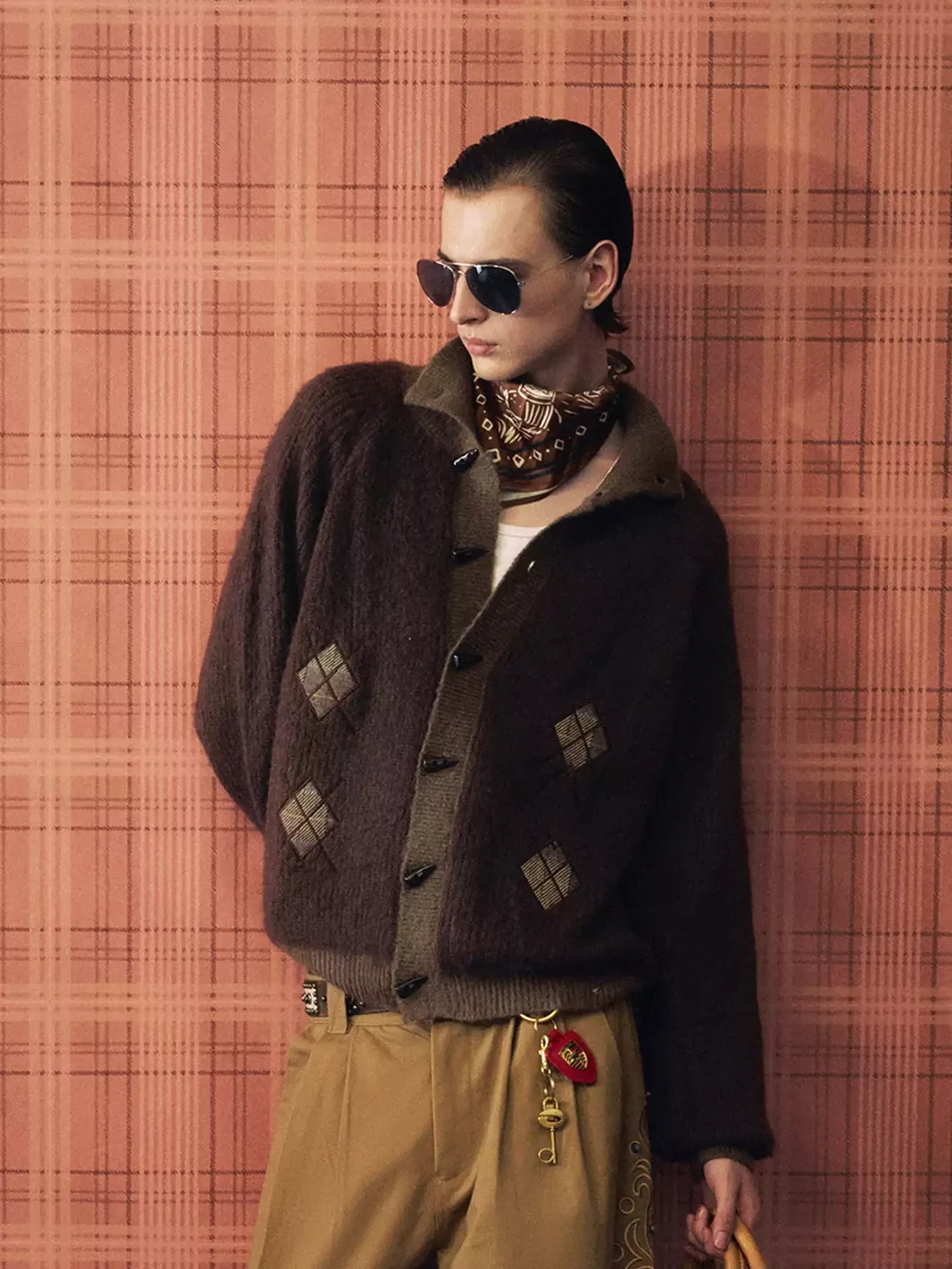 OPENFLY | Retro Argyle Toggle Knit Cardigan Jacket
