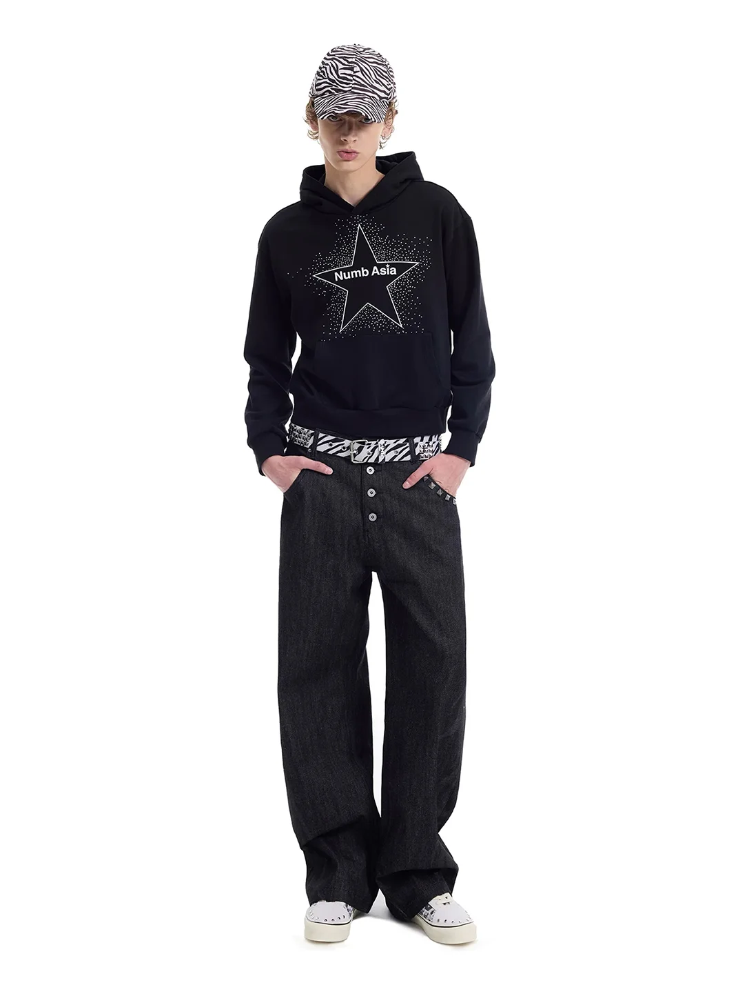 NumbAsia | Rhinestone Star Print Loose Pullover Hoodie