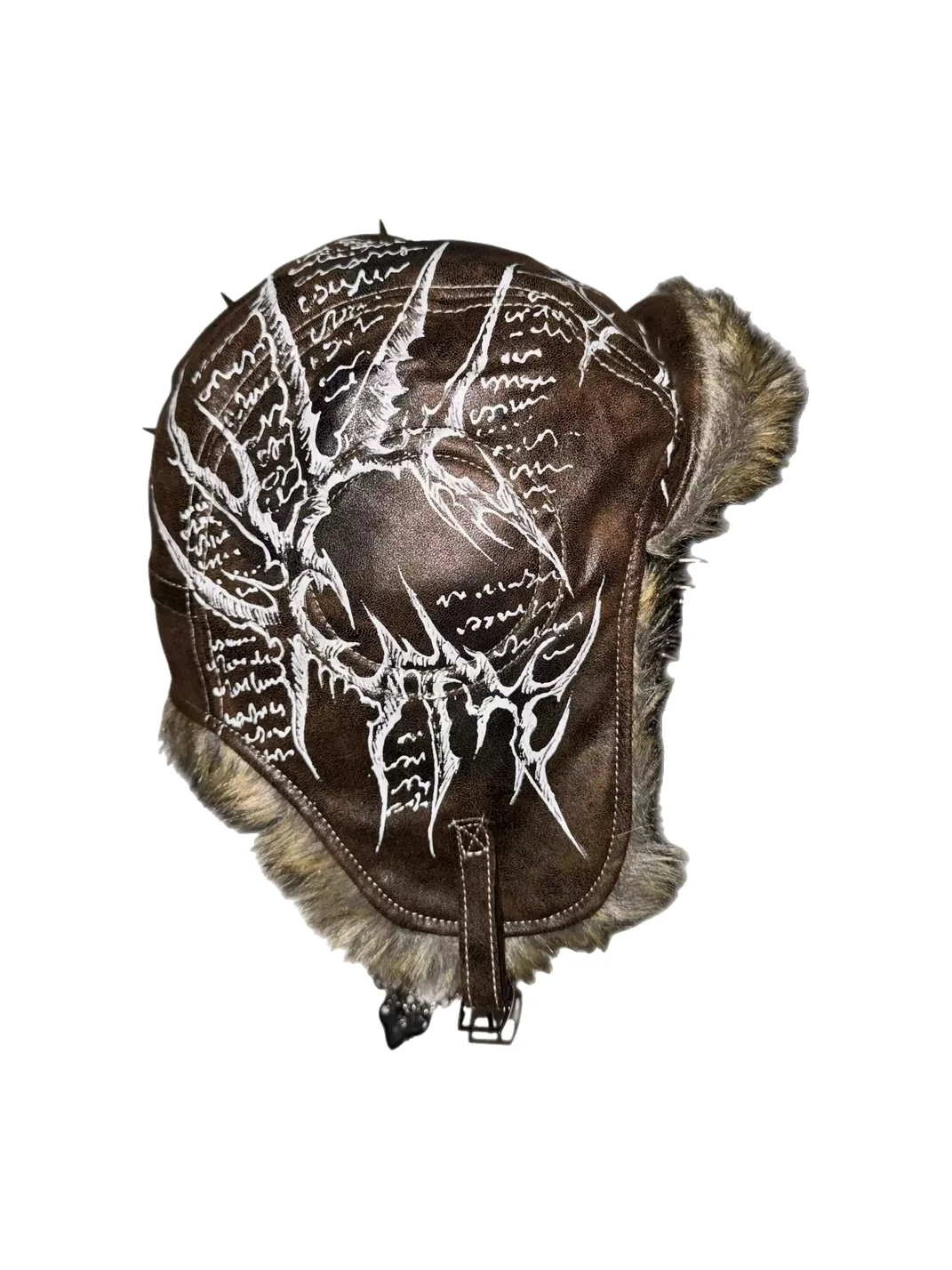 Carol's here | Spiked Patterned Leather Earflap Hat