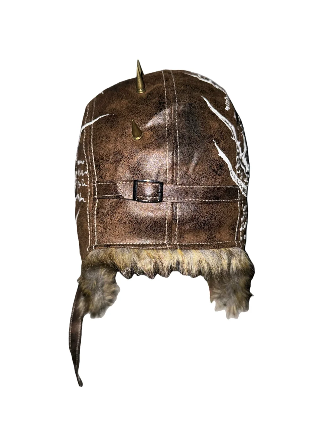 Carol's here | Spiked Patterned Leather Earflap Hat
