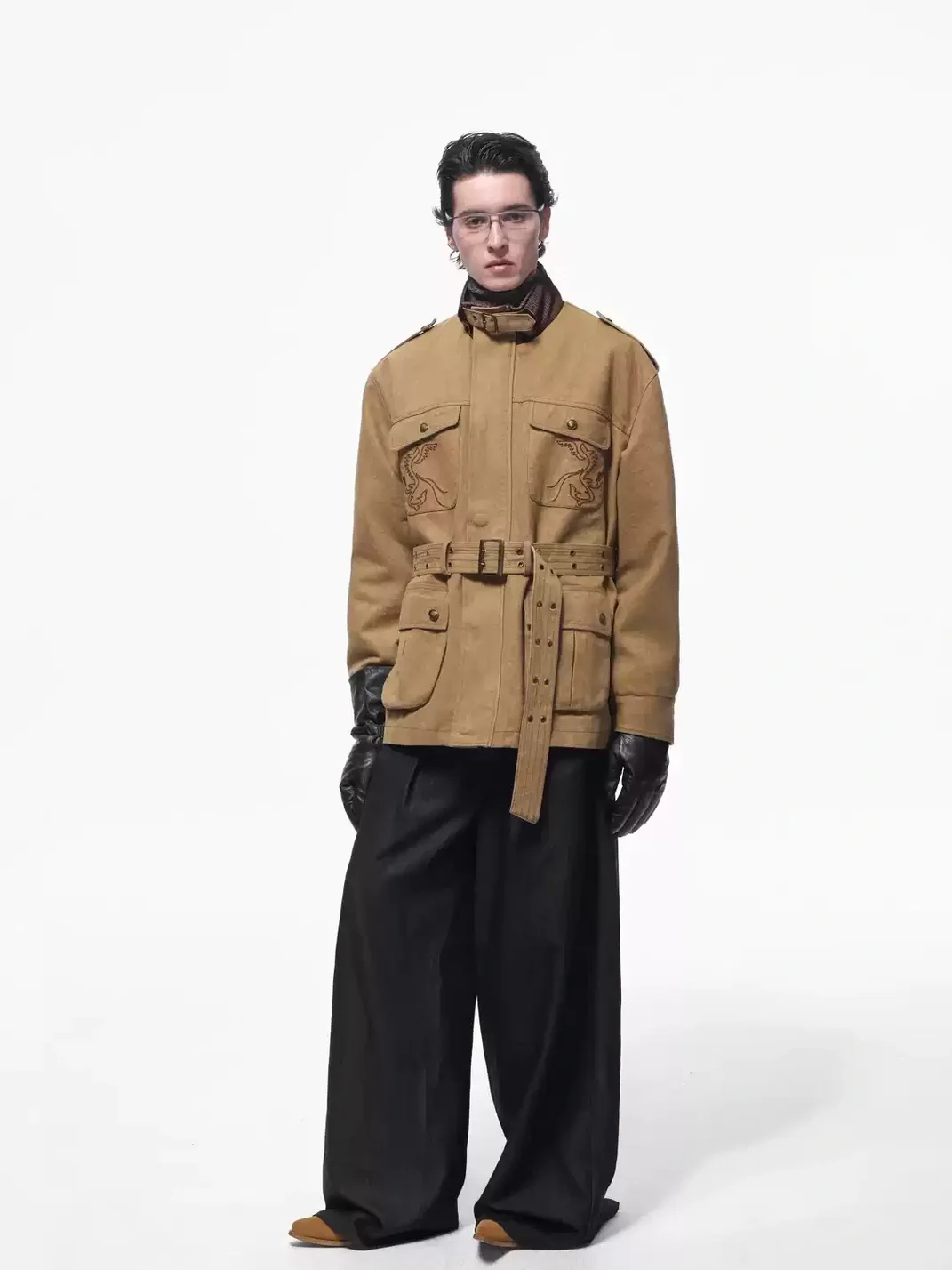 OPENFLY | Vintage Embroidered Belted Multi-Pocket Field Jacket