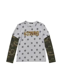 NumbAsia | Layered Star Camouflage Leopard Print Long Sleeve T-Shirt