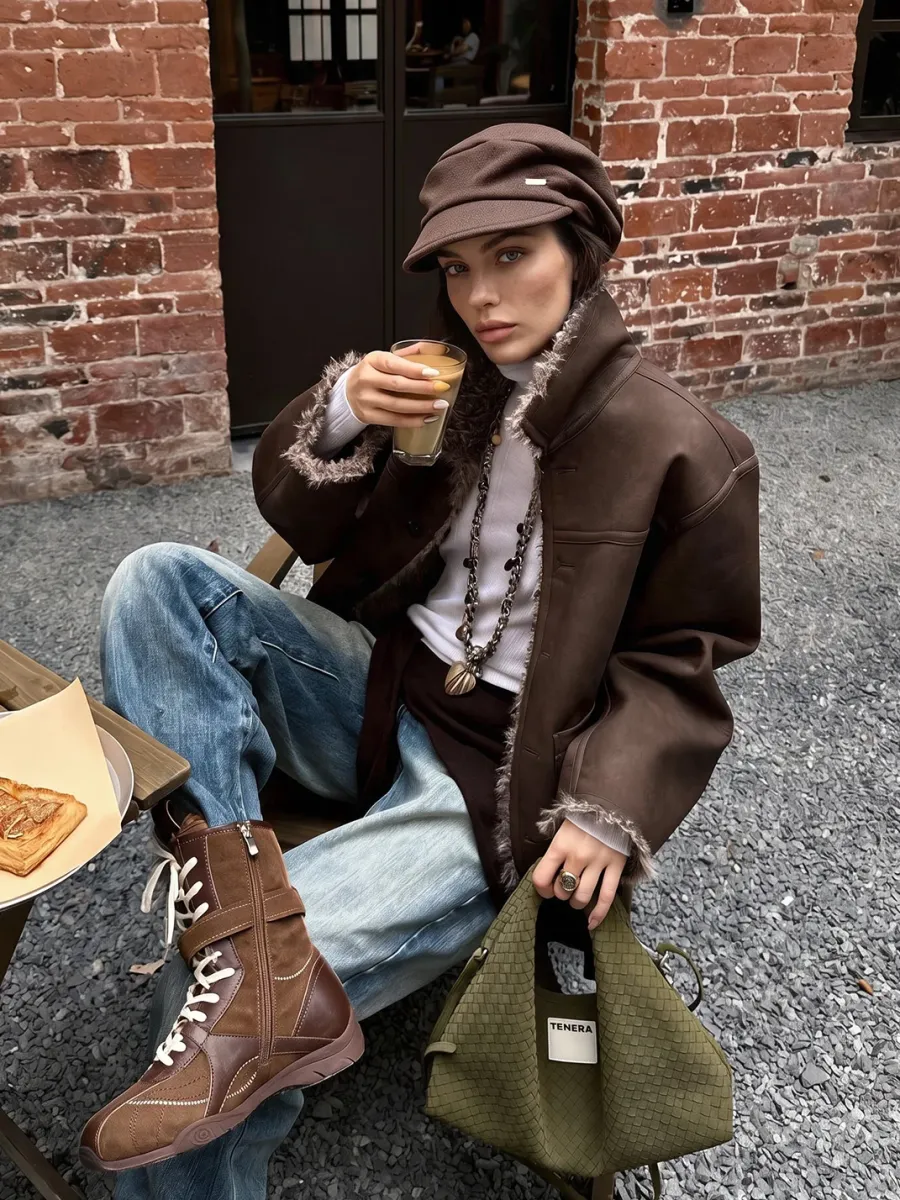 ZHUDAGE | Retro Patchwork Mid-Calf Combat Boots - 4
