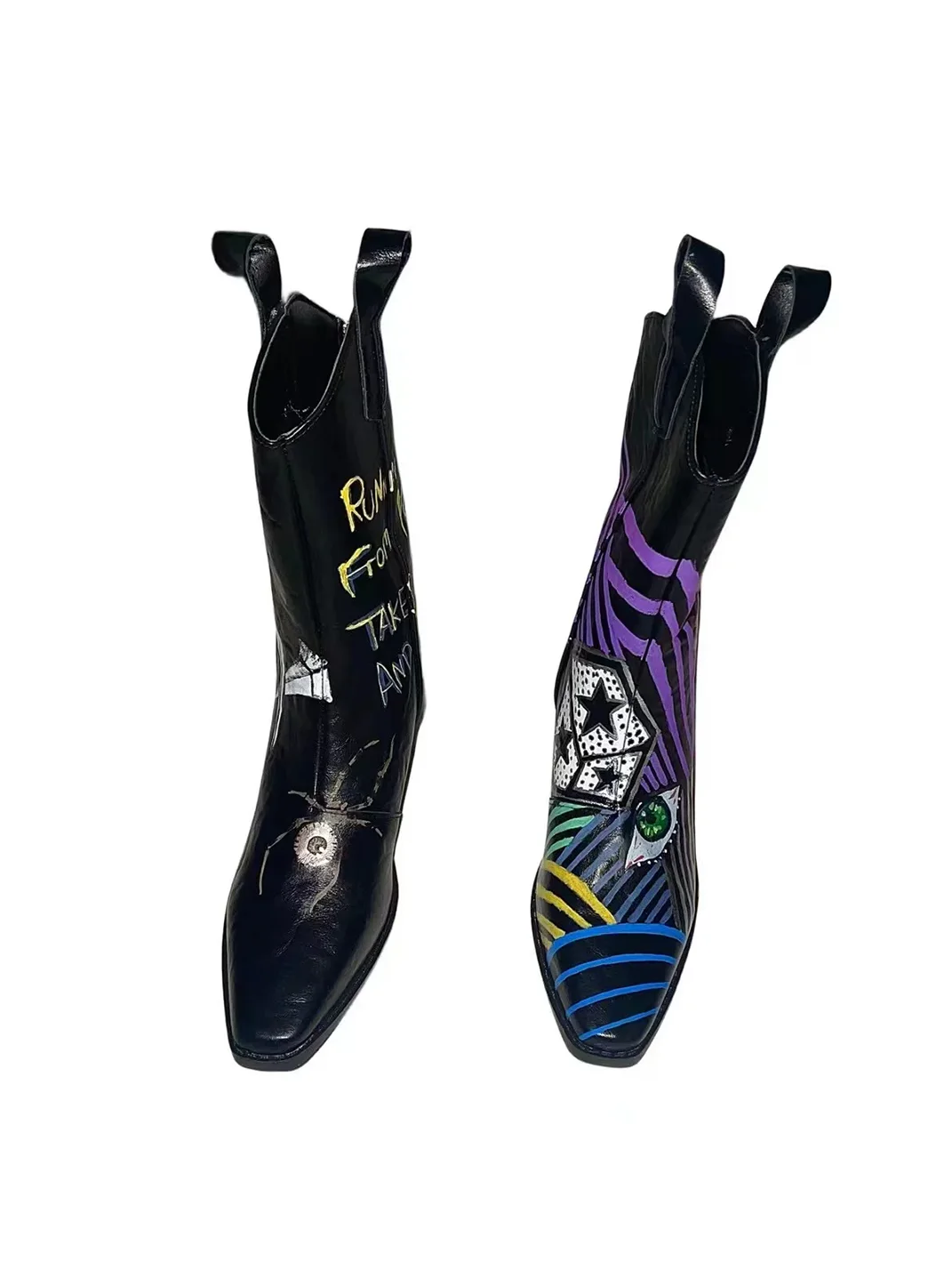 Carol's here | Hand-Painted Leather Western Ankle Boots