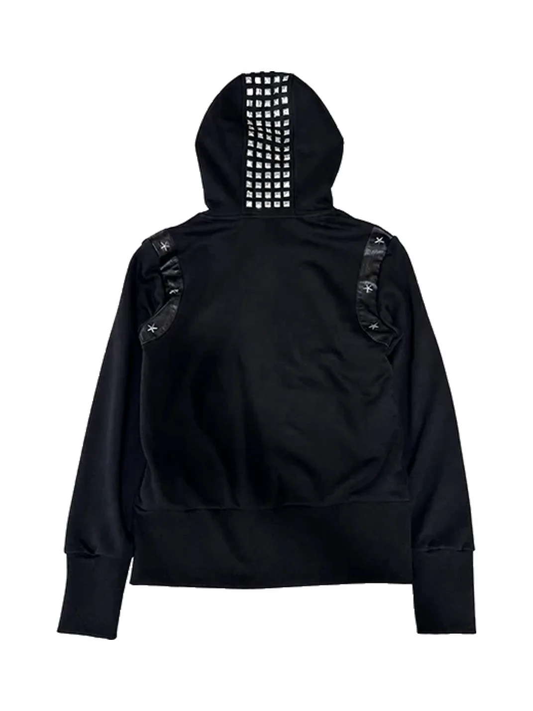 NumbAsia | Black Studded Star Patch Zip Hoodie