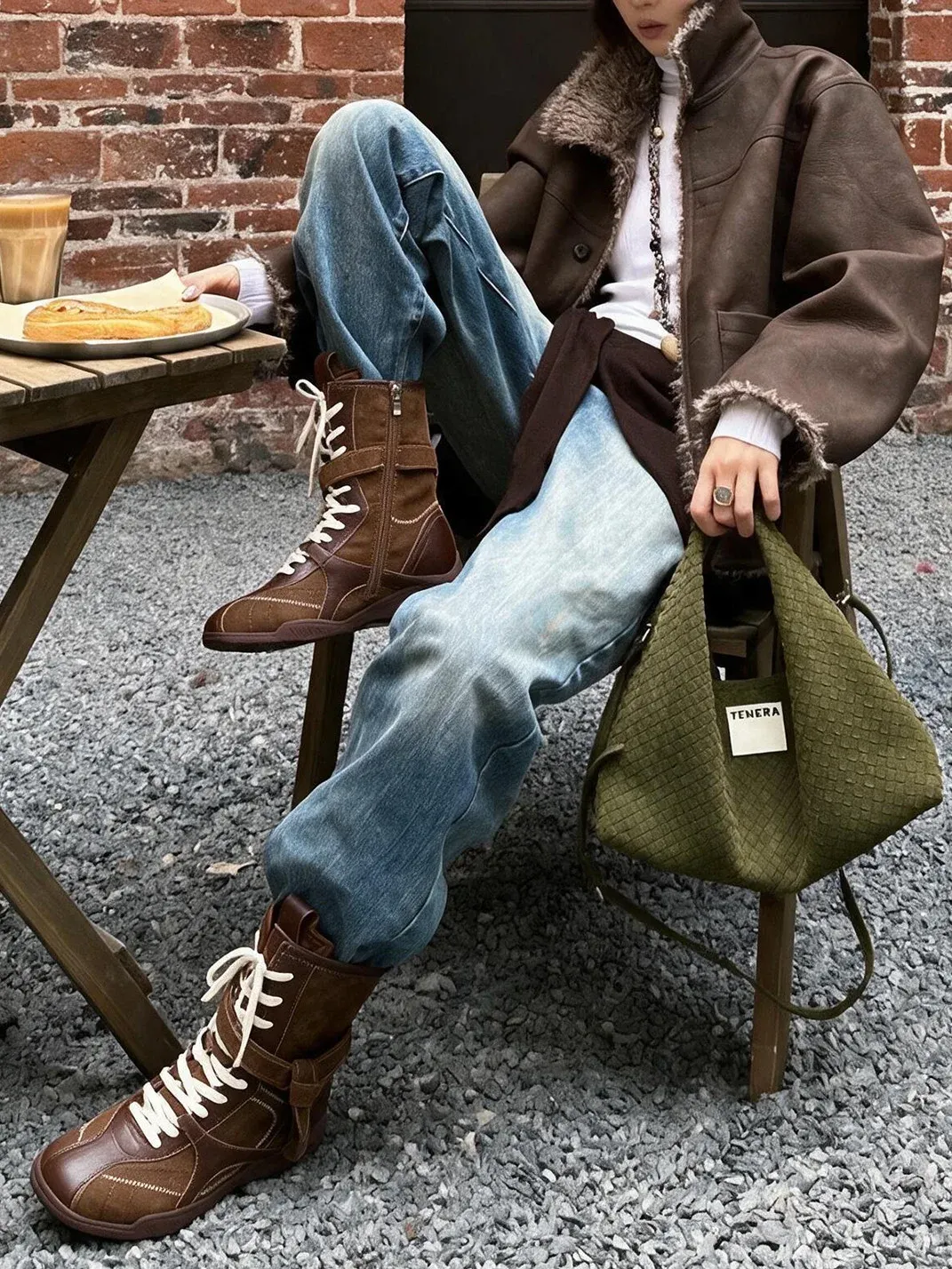 ZHUDAGE | Retro Patchwork Mid-Calf Combat Boots