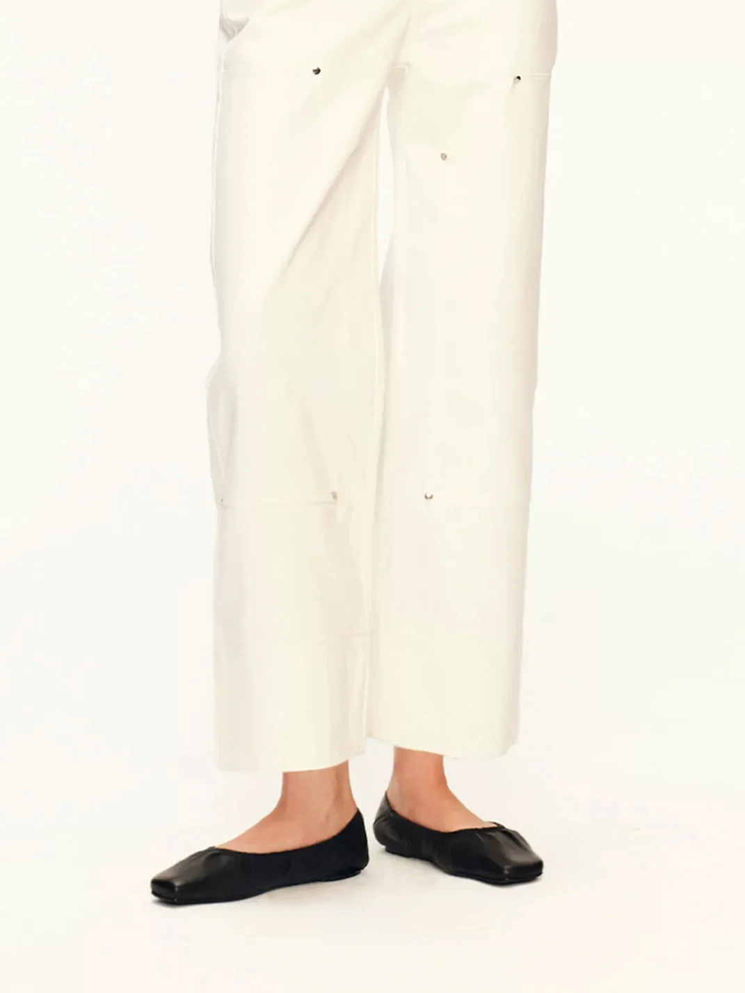 Selly Oak | Square-Toe Ruched Lambskin Ballet Flats