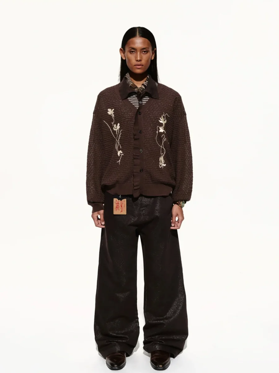 OPENFLY | Relaxed Floral Embroidered Openwork Knit Shirt - 4
