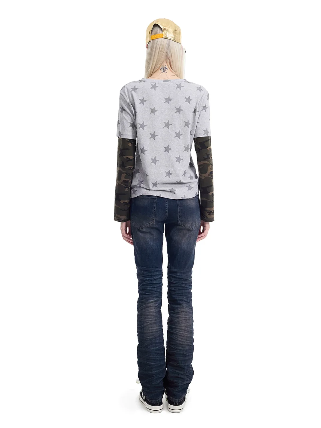 NumbAsia | Layered Star Camouflage Leopard Print Long Sleeve T-Shirt