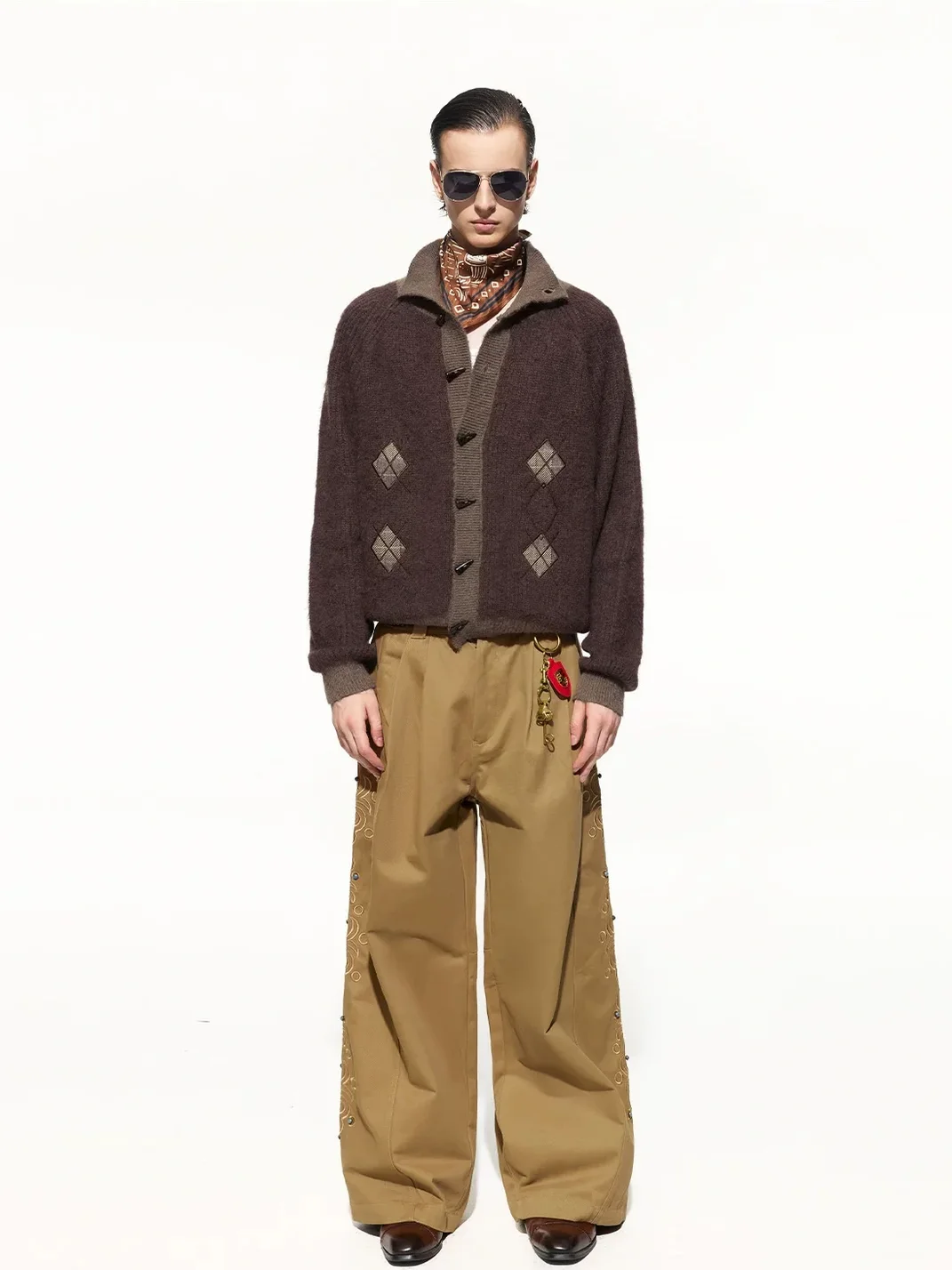 OPENFLY | Retro Argyle Toggle Knit Cardigan Jacket